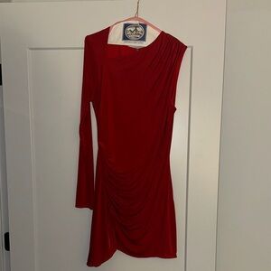 One Shoulder Red Mini Dress